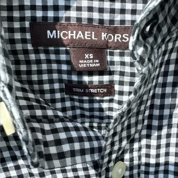 Michael Kors Black and White Gingham Men’s Dress Shirt - Picture 3 of 3